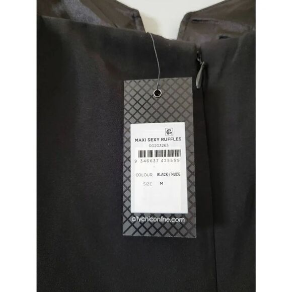 City chic maxi sexi ruffles black lace dress M/18 NWT - Picture 10 of 13